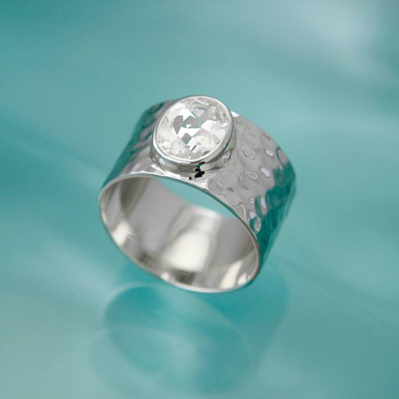 Classic Silver Ring with Vintage White Zirconia