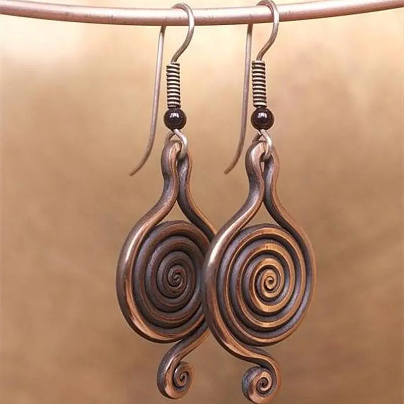 Retro Bronze Spiral Earrings