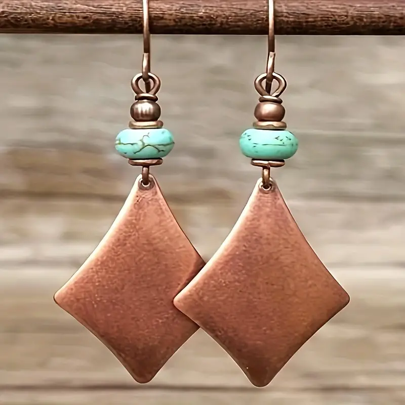 Retro Brown and Blue Gemstone Earrings