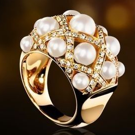 Classic Gold Ring with Vintage Pearl and Zirconia Accents