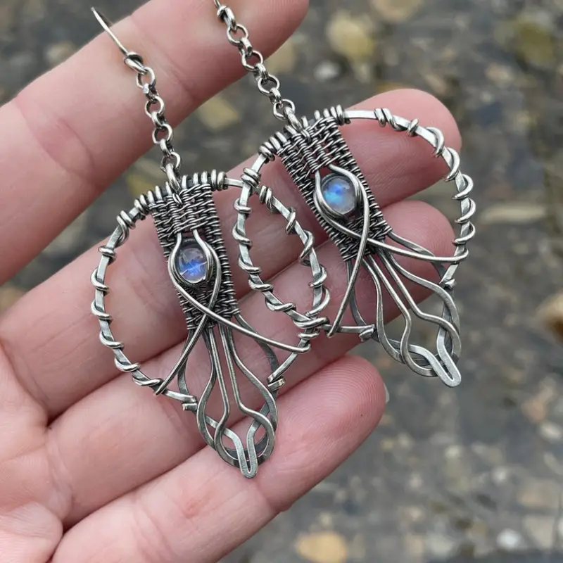 Retro Hollow Stone Earrings