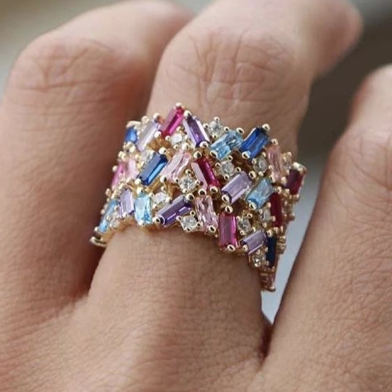 Retro Colorful Inlaid Crystal Ring