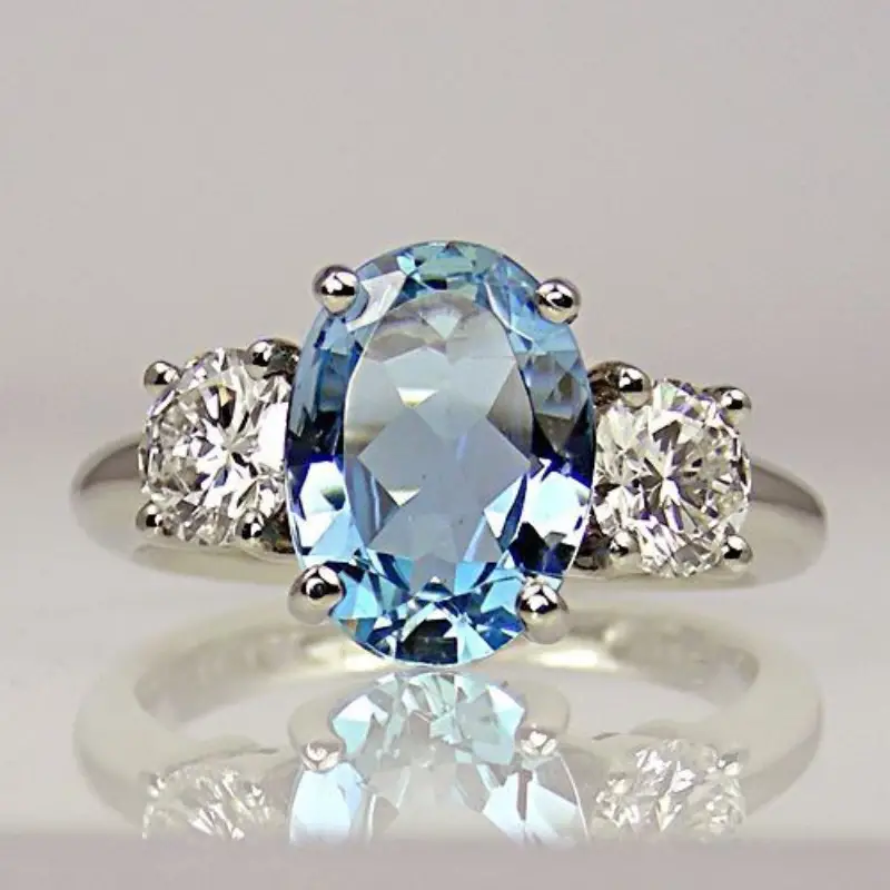Retro Sky Blue Crystal Ring