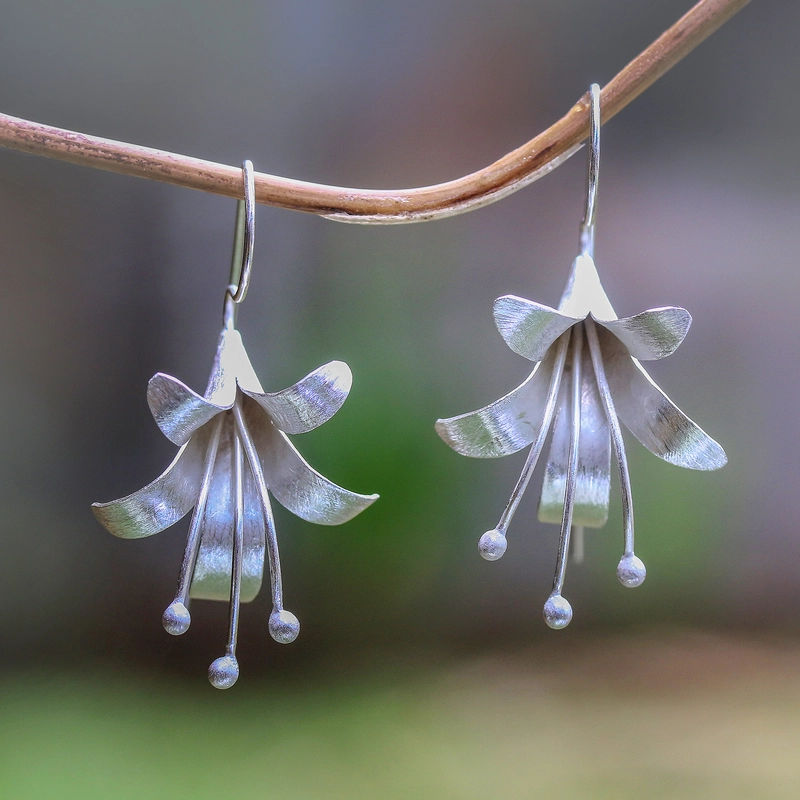 Antique Silver Lotus Blossom Earrings