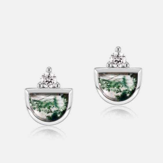 Antique Green-Toned Silver Earrings