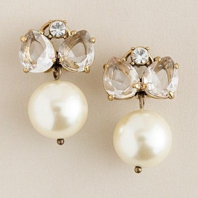 Retro Crystal Bow Tie Pearl Earrings