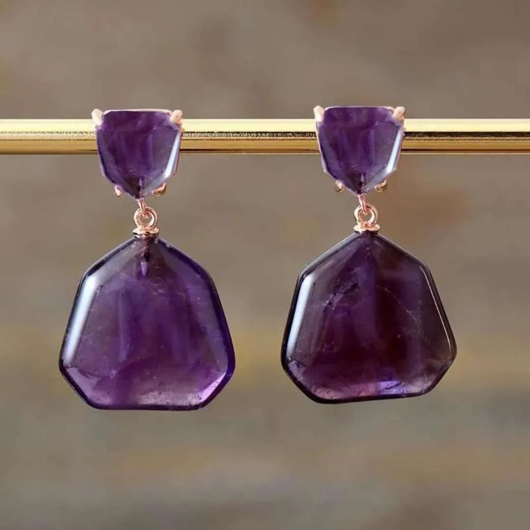 Retro Amethyst Crystal Earrings