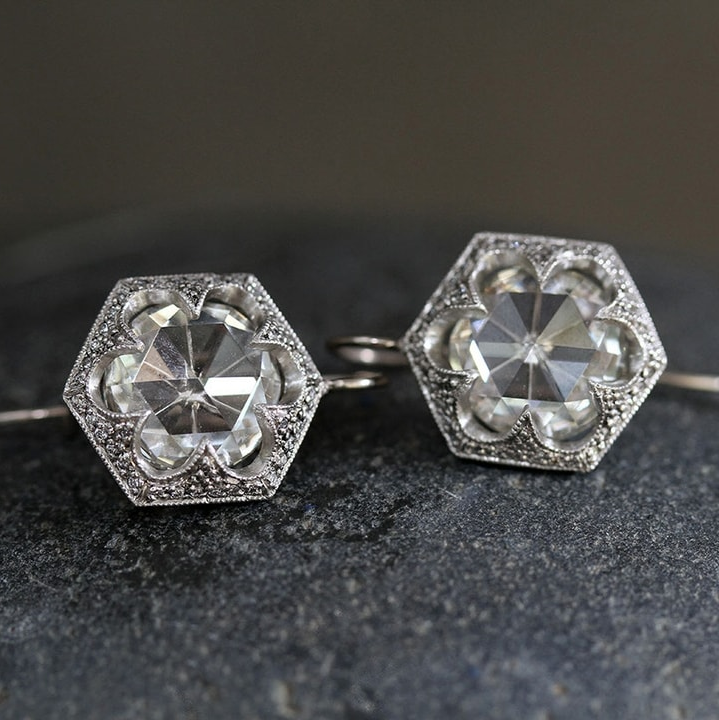 Retro White Round Glass Earrings