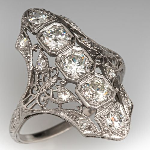 Classic Silver Ring with Vintage Zirconia Shield Design