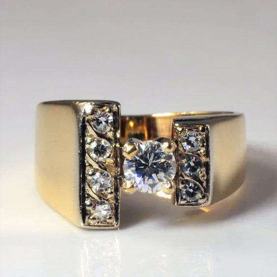 Antique Inlaid Gold Open Ring with Vibrant Finish