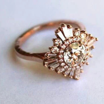 Retro Rose Quartz Mandala Ring