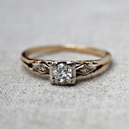 Gold Vintage Ring Adorned with Zirconia