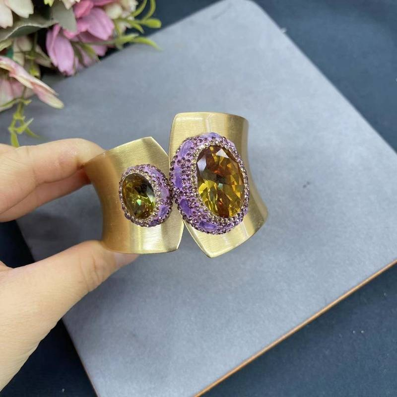 Retro Purple Glass Open Ring