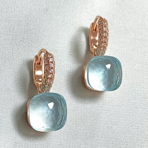 Retro Blue Sky Cubic Glass Earrings