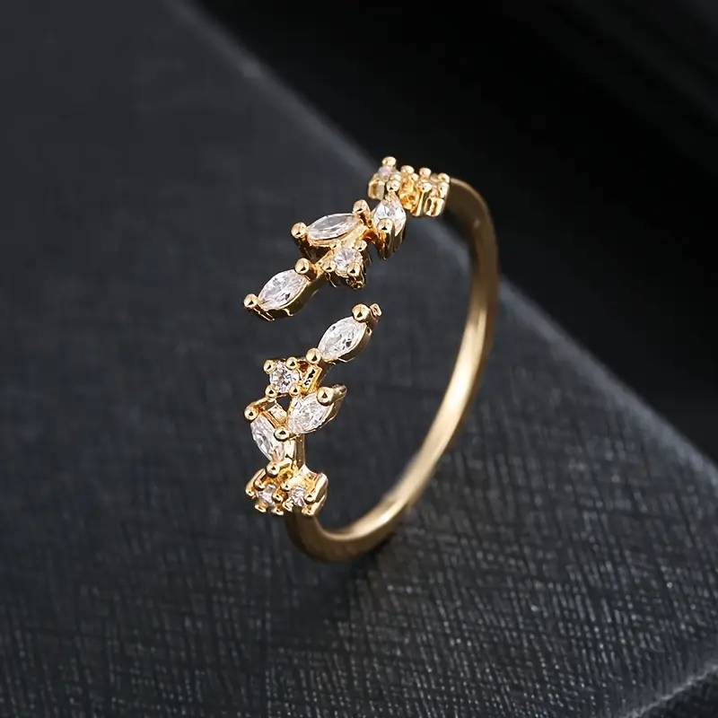 Open-Design Golden Zirconia Ring
