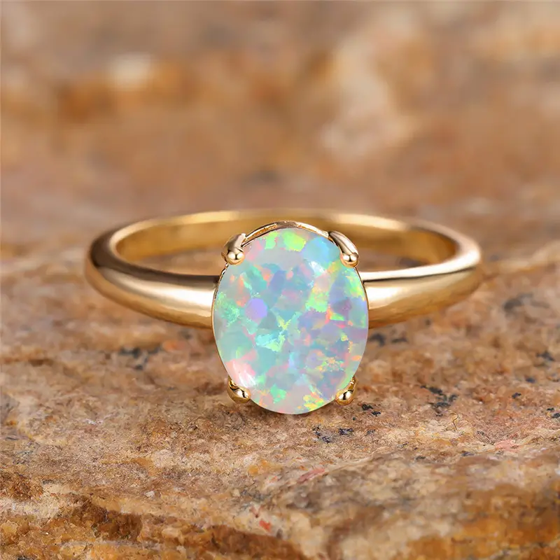 Classic Golden Ring with Vintage Opal