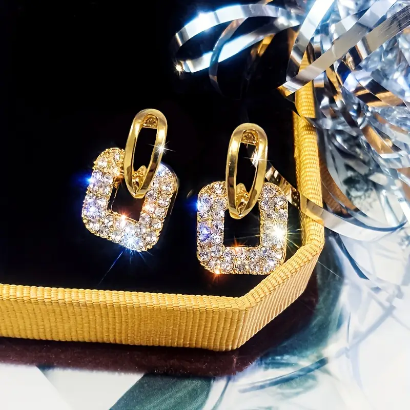 Radiant Square Gold Hollow Earrings
