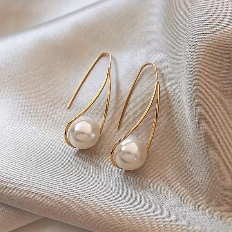 Gold Pearl Drop Earrings