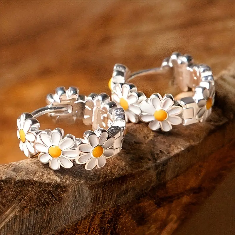 Floral Daisy Hoop Earrings