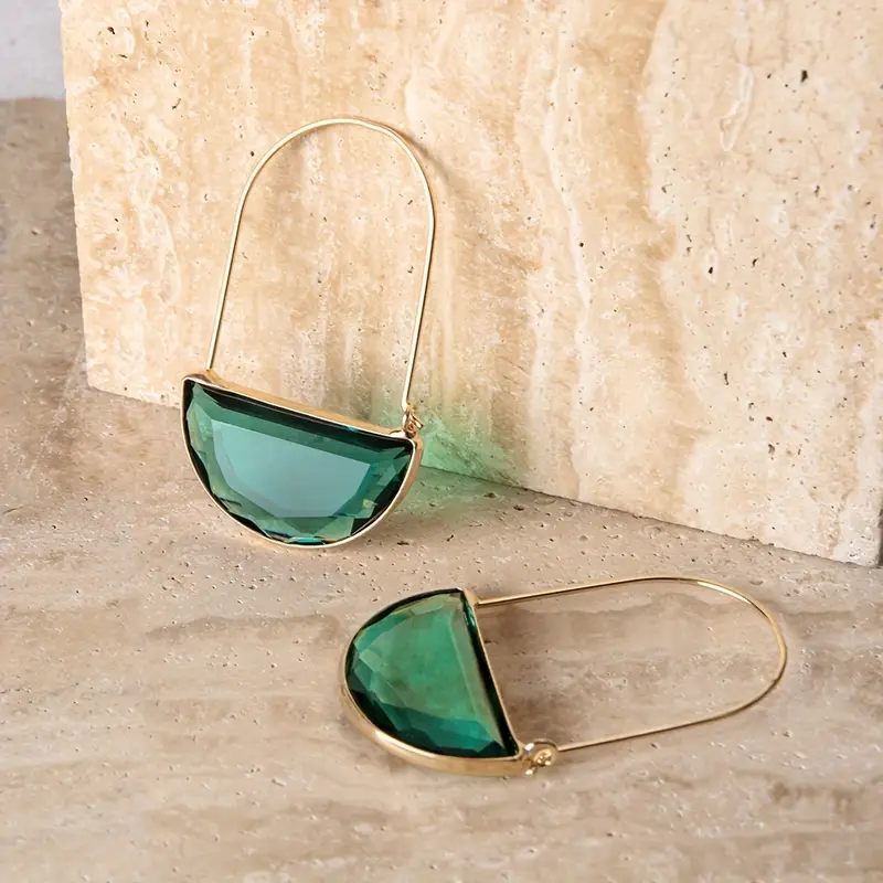 Emerald Glass Drop Earrings