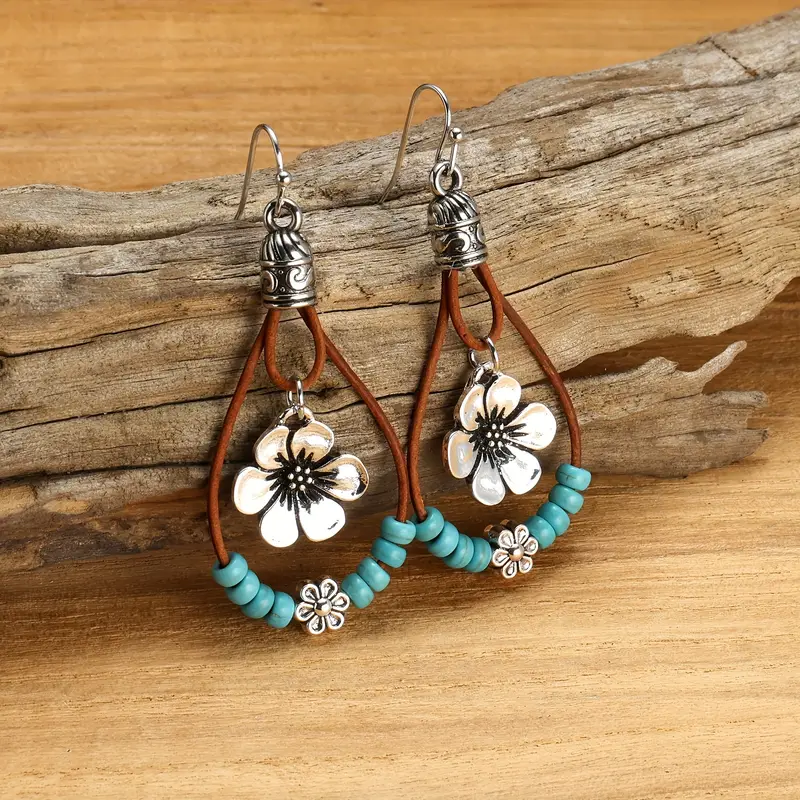 Flower-Inspired Leather Earrings