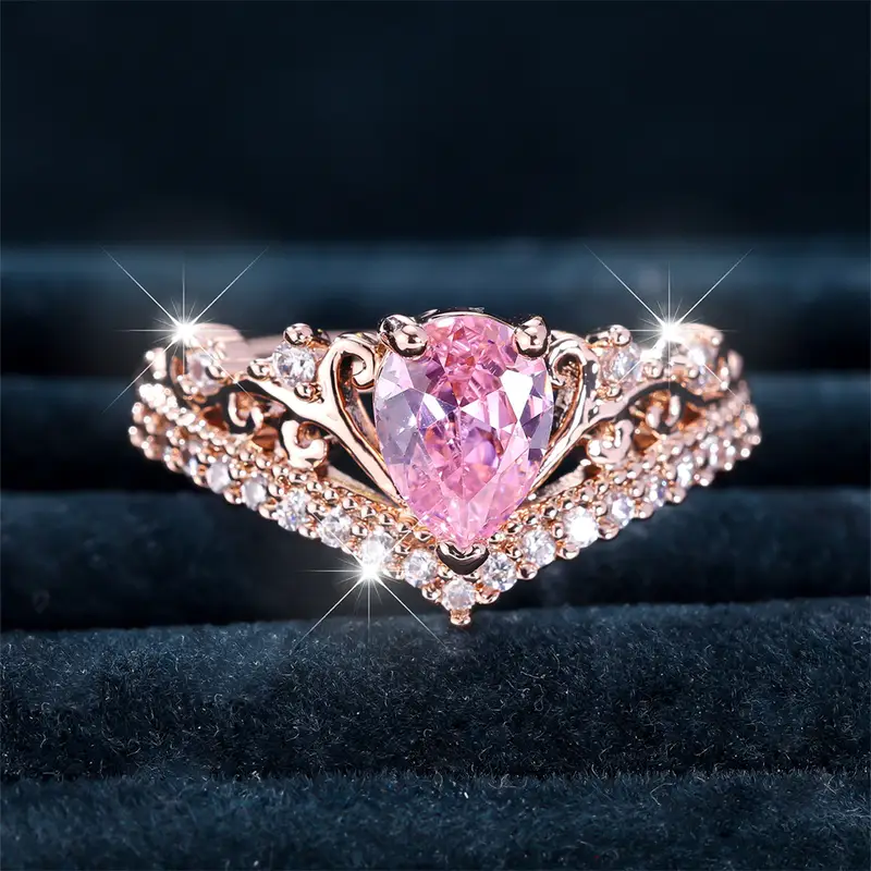 Rose Gold Pink Drop Ring