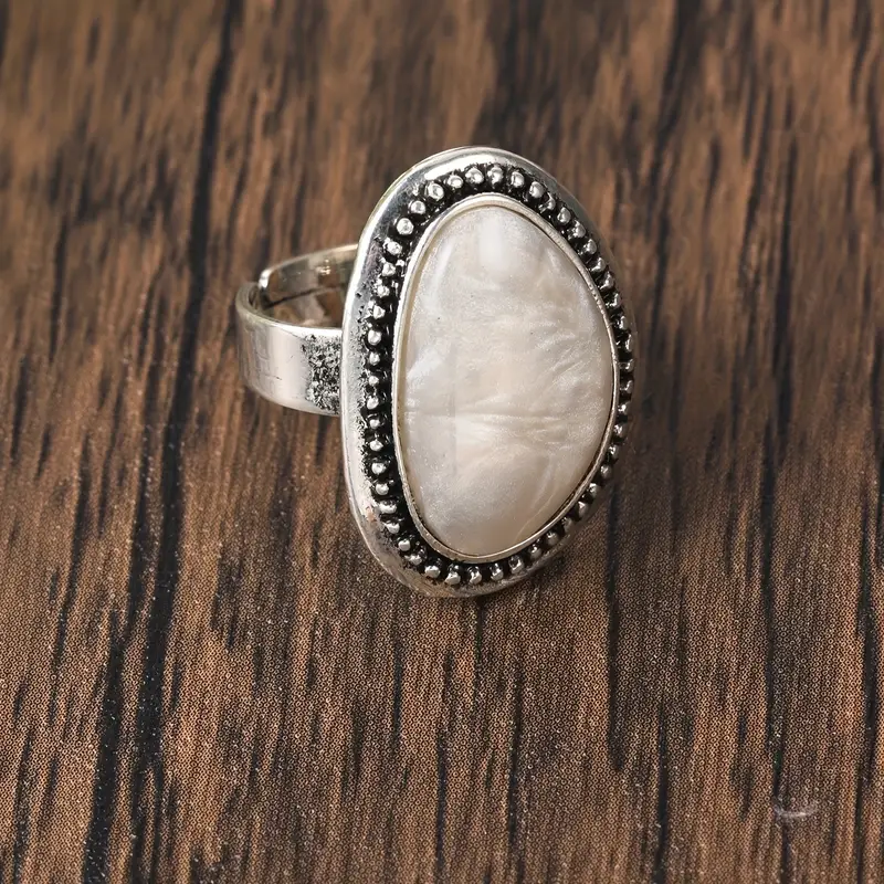 Antique Silver Ring with White Stone