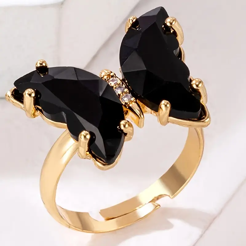 Classic Black Butterfly Ring