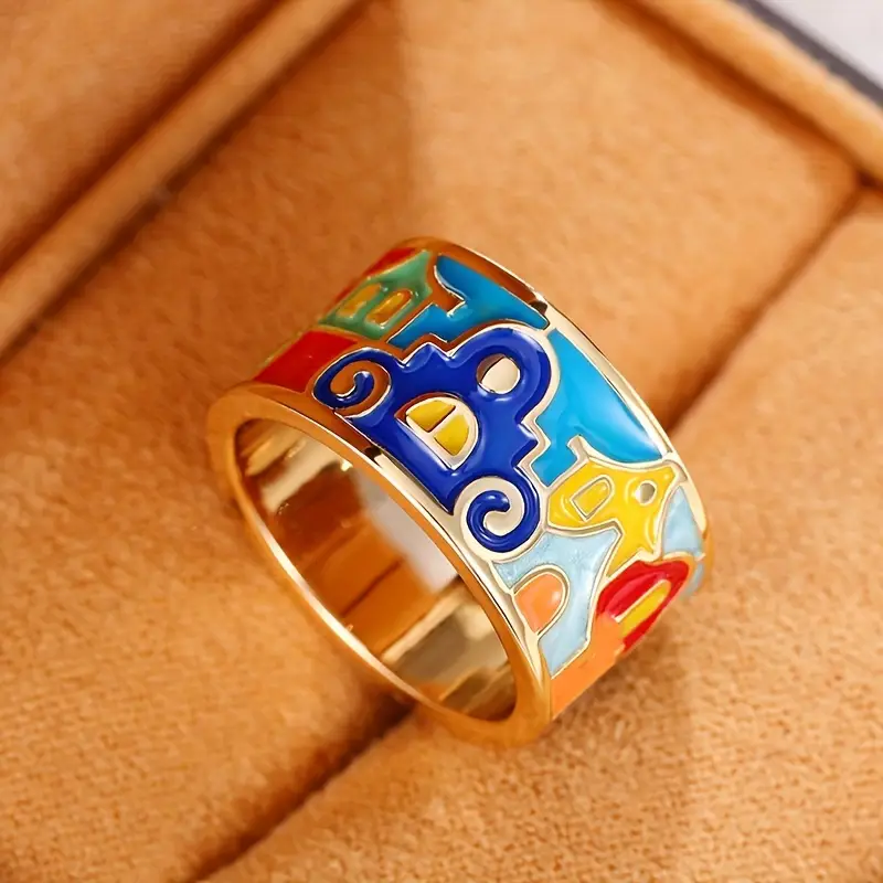 Retro Enamel Statement Ring