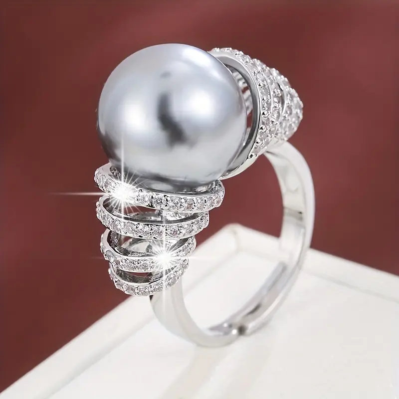 Charcoal Pearl Zirconia Ring