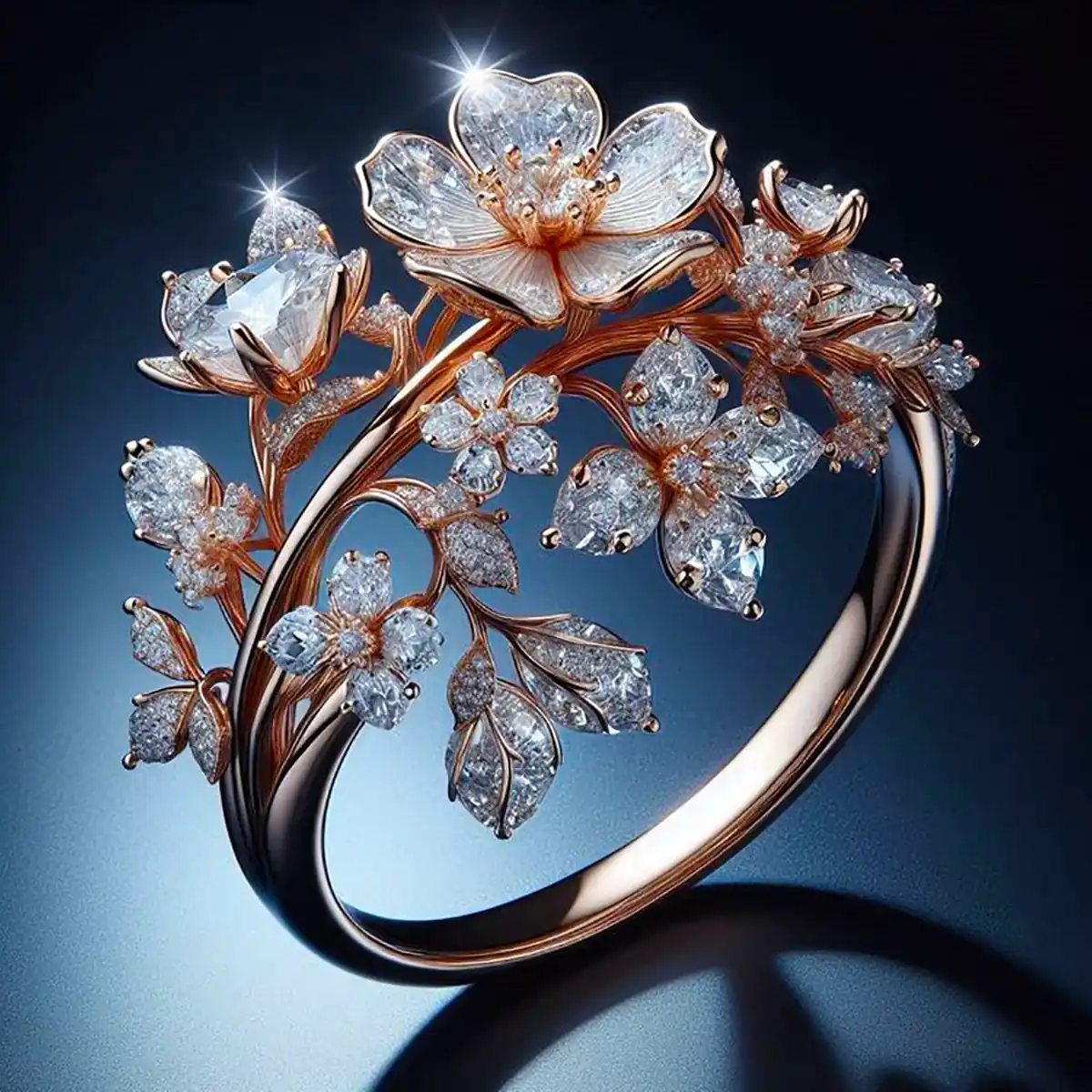Radiant Floral Crystal Ring