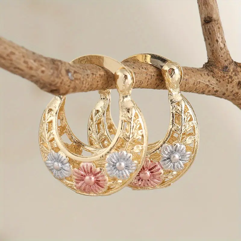 Golden Daisy Basket Earrings