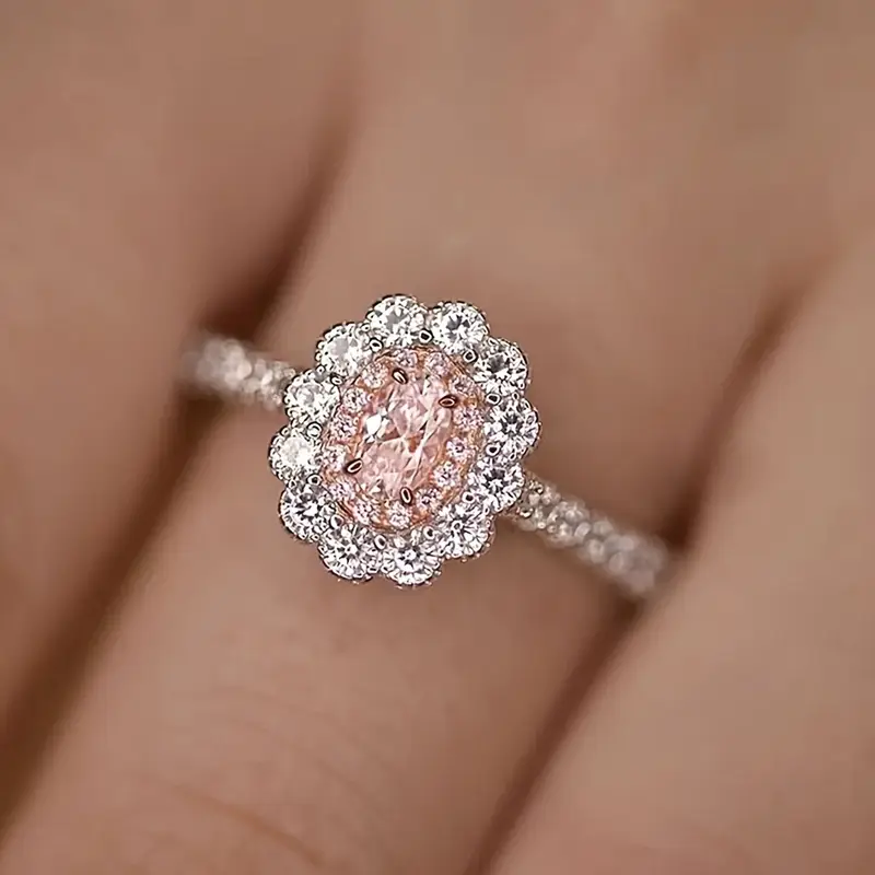 Chic Pink Round Zirconia Ring