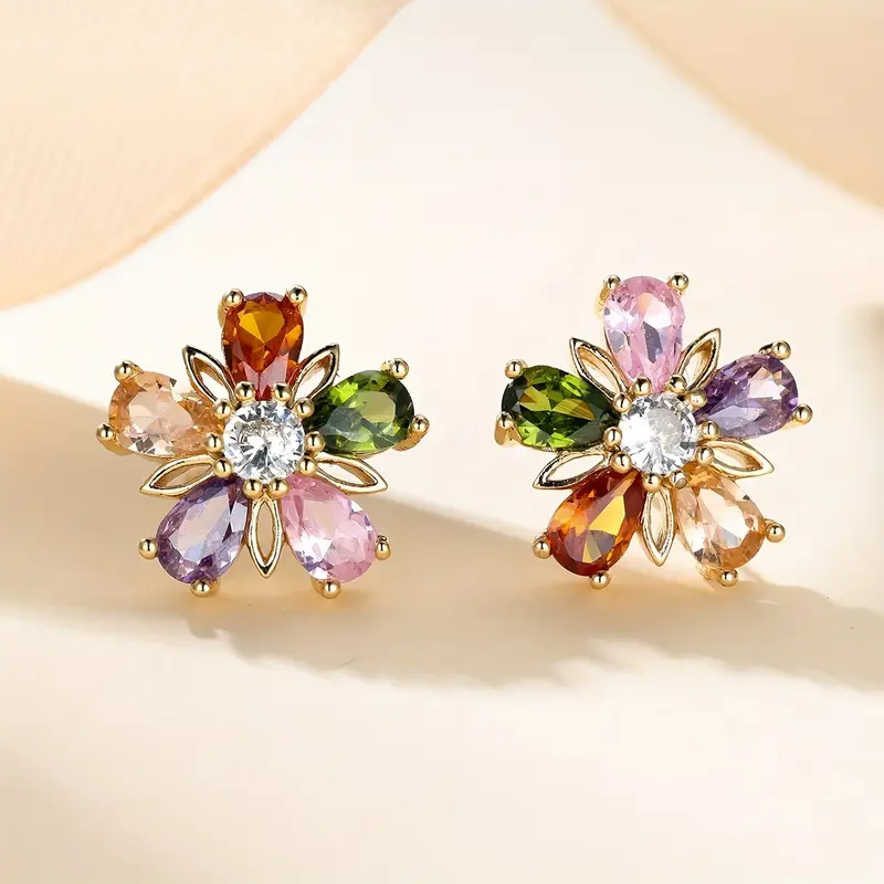 Vibrant Daisy Crystal Earrings