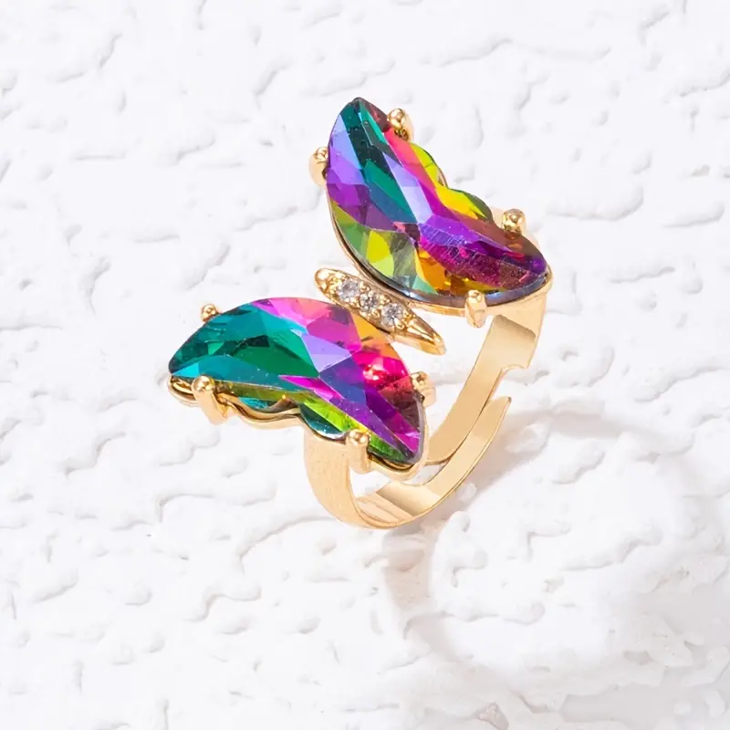 Vibrant Butterfly Gold Ring