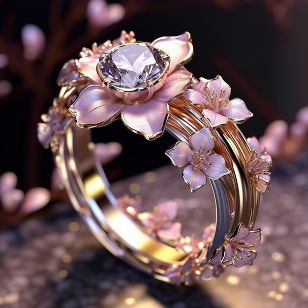 Stunning Pink Floral Crystal Ring