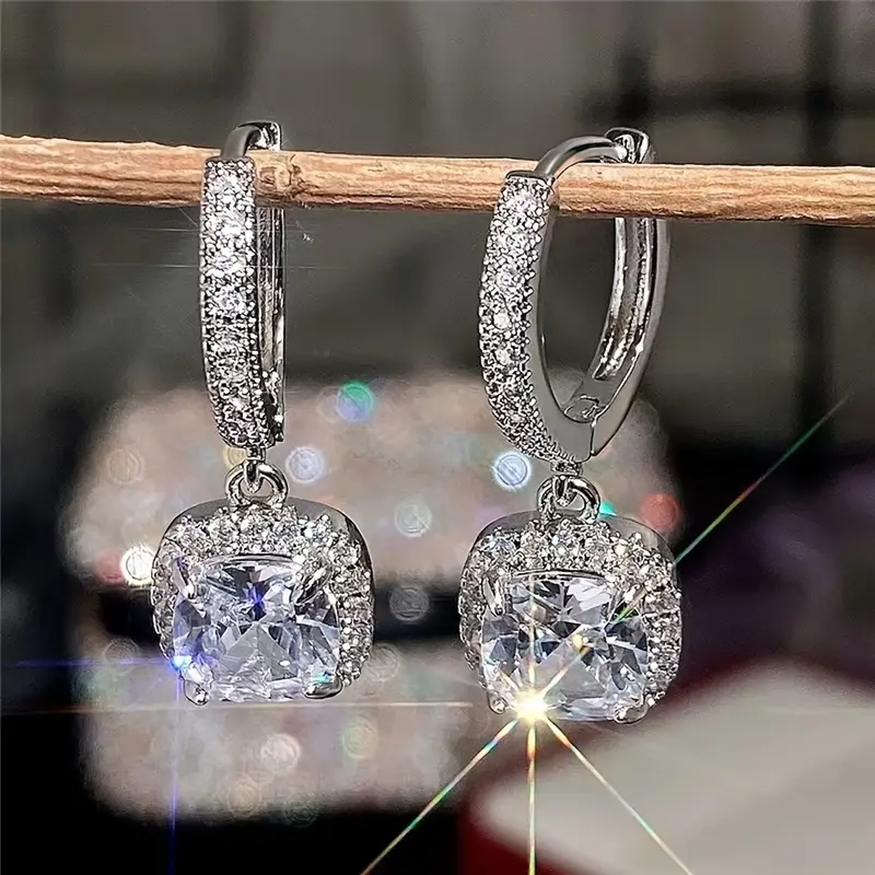 Classic Silver Earrings with Vintage Cubic Zirconia