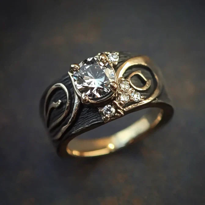 Antique-Style Dark Zirconia Ring