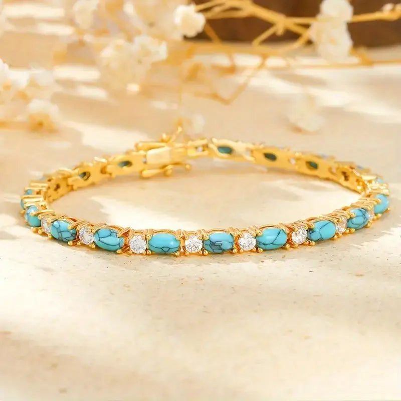Turquoise Bracelet with Elegant Gold Highlights