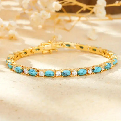 Turquoise Bracelet with Elegant Gold Highlights