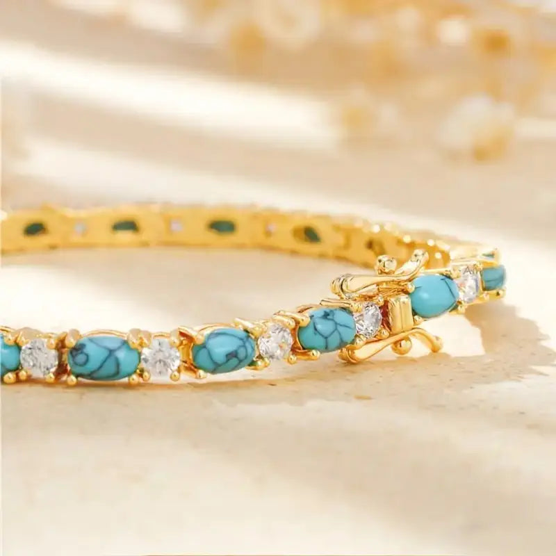 Turquoise Bracelet with Elegant Gold Highlights