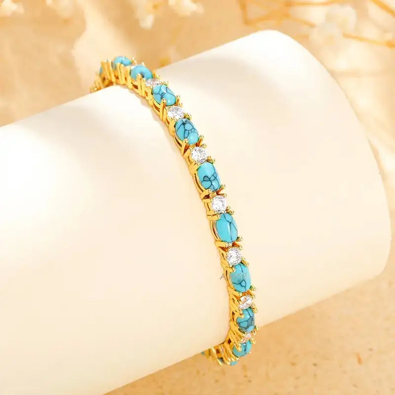 Turquoise Bracelet with Elegant Gold Highlights