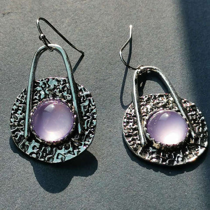 Sterling Silver Boho Earrings Featuring Purple Gemstones