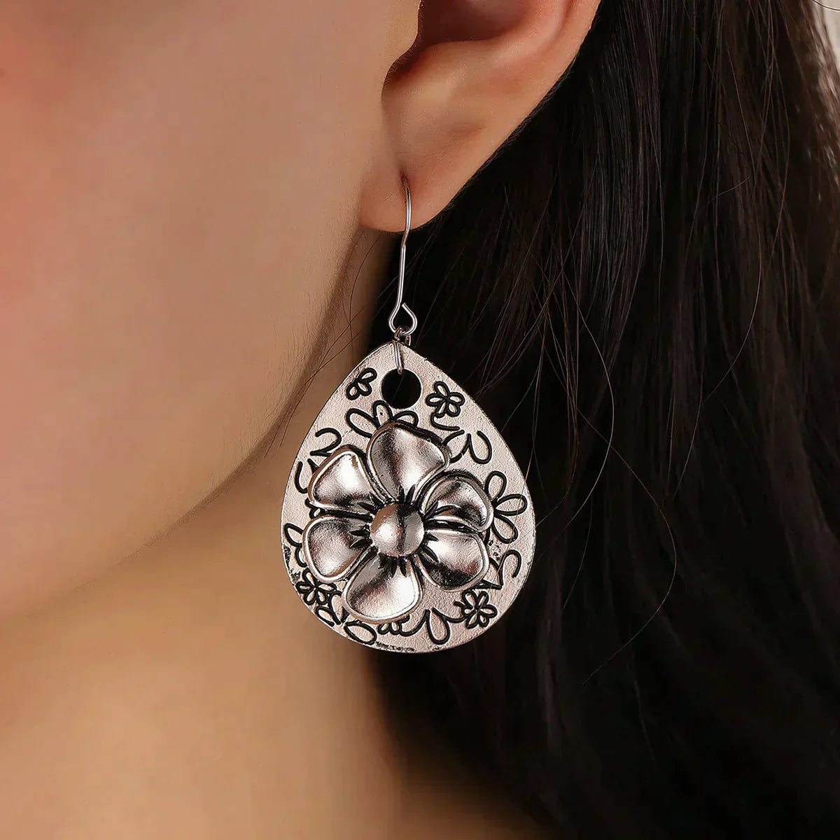 Bohemian Floral Silver Earrings