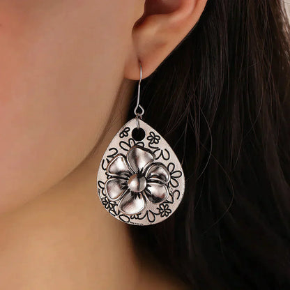 Bohemian Floral Silver Earrings