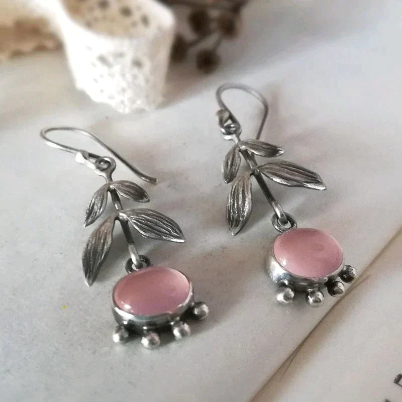 Silver Bohemian Quartz Pendant Earrings