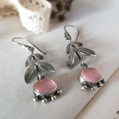 Silver Bohemian Quartz Pendant Earrings