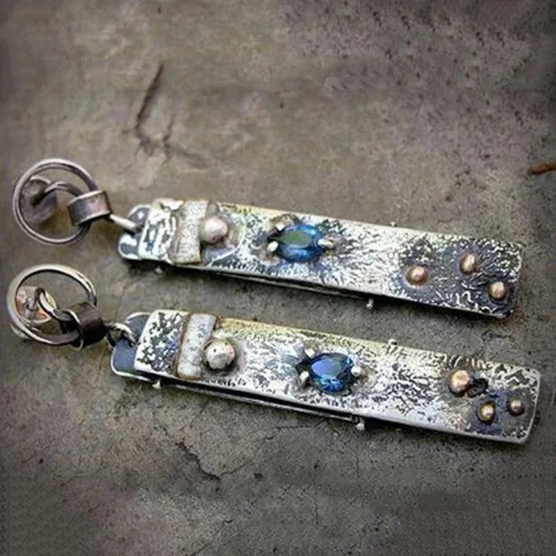 Handcrafted Blue Stone Earrings
