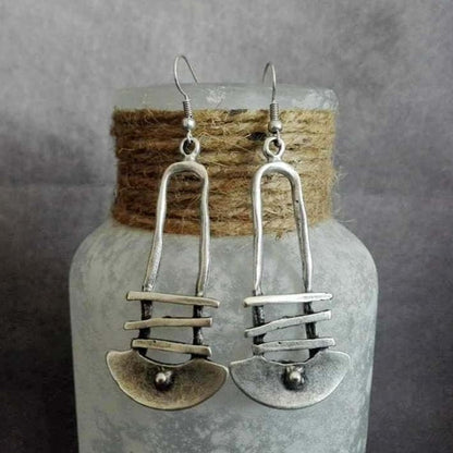 Half-Circle Geometric Staircase Earrings