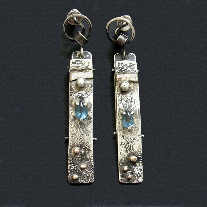 Handcrafted Blue Stone Earrings